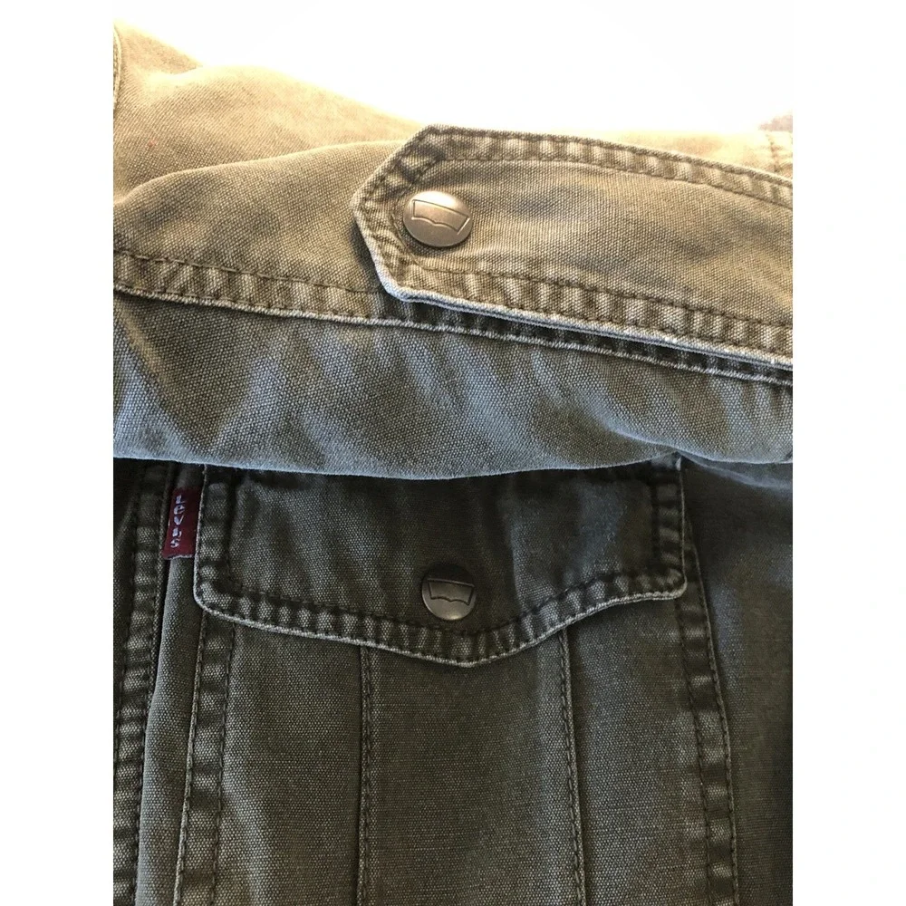 Vintage Levi's Jacket Large Green Cotton Sherpa Lined Utility Cargo Military